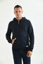 Navy Blue Sweatshirt with Hoodie and Kangaroo Pocket Detail - 4
