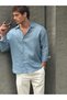 Men's Bian 100% Linen Shirt Blue - 4