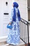 Patterned Hijab Dress Cobalt Blue 532 - 5