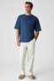 Solo Men's 100% Organic Cotton Thick Textured Comfort Fit Navy T-Shirt with Crew Neck - 4