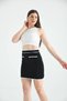 Black and White Striped Knitted Mini Skirt - 5