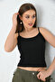 Black Thin Strap Camisole Undershirt |   Cotton Regular Fit Striped Knitted Basic Undershirt |   Summer Casual Daily Women's Tops - 3