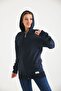 Navy Blue Hooded Sweatshirt with Kangaroo Pocket Detail - 4