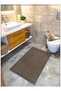 Cotton Woven Water Absorbent Bath Mat, Bathroom Rug Victoria 70 X 120 cm Brown