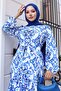 Patterned Hijab Dress Cobalt Blue 532 - 2