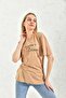 Milk Coffee Print Detail Crew Neck T-Shirt - 3