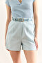 Women's Baby Blue Pocket Lined Washed Linen Shorts Şrt-19000056 - 4