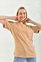 تي شيرت مطرز بأكمام قصيرة باللون البني الحليبي - 6
