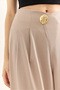Women's Stone Button Detailed Zippered Flowy Wide Leg Pants Pnt-19000346 - 5