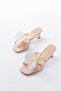 S-622 Beige Orchid Detailed Thin Heeled Women's Slippers - 3