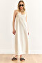 Women's Striped Stone Strap Adjustable Maxi Linen Content Dress Elb-19002425