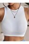 Women's Zero Sleeve Ribbed Crew Neck Crop Blouse - 5