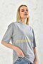 Gray Print Detail Short Sleeve T-Shirt - 6