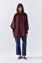 Front Tie Draped Voile Burgundy Shirt - 3