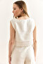 Women's White Double Layer Dirty Stitching Lace Detailed Muslin Blouse Blz-19002924 - 6