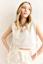 Women's White Double Layer Dirty Stitching Lace Detailed Muslin Blouse Blz-19002924 - 4