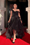 Organza Fabric Layered Evening Dress - Black