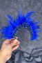 Cobalt blue feathers crystal beaded arden bridal henna crown - 3