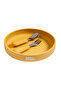 Silicone Feeding Set with Silicone Suction Plate, Spoon and Fork - Yellow