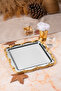 1 Luxury Gold Cast Rose Framed Silver Square Engagement, Dowry, Coffee, Tea Presentation Service Tray - 3