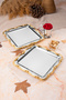 2-Piece Luxury Gold Rose Framed Silver Square Engagement, Dowry, Coffee, Tea Presentation Serving Tray - 2