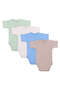 Short Sleeves Bodysuit. Set of 4, 3-6 Months , Green, Beige, Blue, Mocha - 8