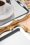 2-Piece Luxury Gold Rose Framed Silver Square Engagement, Dowry, Coffee, Tea Presentation Serving Tray - 4