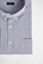 Large Size Long Sleeve Oxford Texture Collar Buttoned Pocket Embroidered Gray Men's Shirt - 3