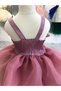 Strappy Bow Detailed Layered Girl's Evening Dress - 3