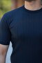 Men's Crew Neck Knit Patterned Short Knitted Knitwear Short Sleeve T-Shirt - 3