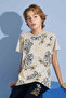 Male Child Tiger T-Shirt Long Bottom Combed Single Jersey Crew Neck Medium Thick Pajamas Set-3973 - 4