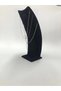 Domestic Production Dubai Model Suede Fabric Black Color 25/12 cm Necklace - Chain Stand - 4