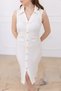 Shirt Collar, Zero Sleeves, Front Slit, Gold Buttons, Light Gathered Detail, Midi Length Camisole Dress - 4