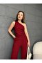 Asymmetric Neck One-Shoulder Cropped Top with Elastic Waist Fitted Pocketed Palazzo Pants Waffle Set - 6