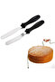 Metal Pastry Spatulas 2Pcs and Pastry Cutter 34cm Pastry Cake Slicer Pastry Plastering Comb Knife