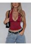 Sleeveless Backless Strappy Burgundy Blouse Crop