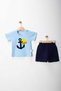 Anchor Embroidered 100% Cotton Summer Single Jersey-Muslin Fabric Baby Boy 2-Piece Set