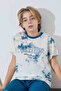 Male Child Boston T-Shirt Sweatshirt Fabric Bottom Crew Neck Pajamas Set-3950 - 4