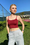 Oval Neck Flexible Lycra Crop Bustier - 2