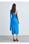 Asymmetric Collar Midi Dress - 4