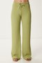 Textured Wide Leg Summer Knitted Trousers Caglia Green Lzv0009 - 4