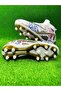 Lace-Up Comfortable Casual Astroturf Football Boots White Gold - 4