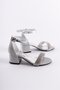 Silver Stoned Single Strap Evening Dress Girl's Heeled Shoes - 2