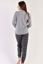 Women's Long Sleeve Gray Pajama Set C0T9N0O403 - 4