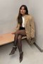 Premium Oversize Double Button Blazer Women's Suede Jacket - 4