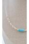 White Bead Necklace with Gold Dorica and Turquoise Detail - 3
