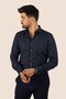قميص رجالي باللون الأزرق الداكن بنمط البقلاوة Slimfit هدية محاصر - 6