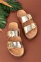 Women's Genuine Leather Double Buckle Daily Stylish Slippers Usl.2339