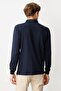 Men's Polo Neck Pique Woven Sweatshirt K.Navy Blue - 3