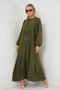 Balloon Sleeve Long Hijab Dress 2464 - Khaki - 3
